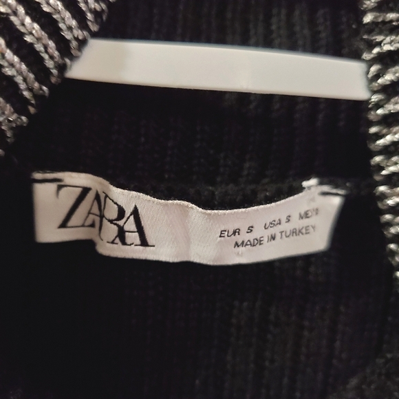 Zara - Silver Metallic Knit Bodycon Dress - Size S - Picture 11 of 14